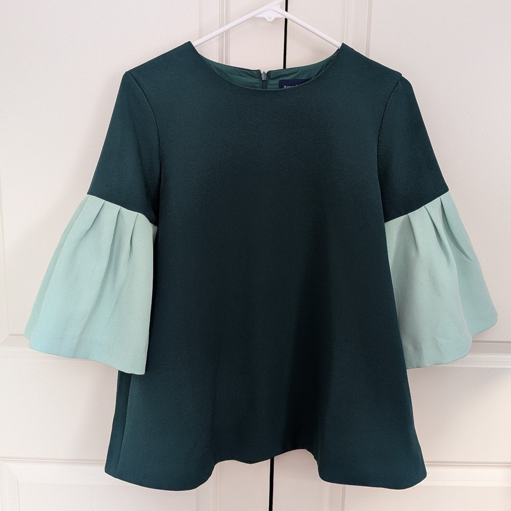 Tuckernuck‎ Avon Lane Harper Bell Sleeve Blouse Top Teal Green Women's XS